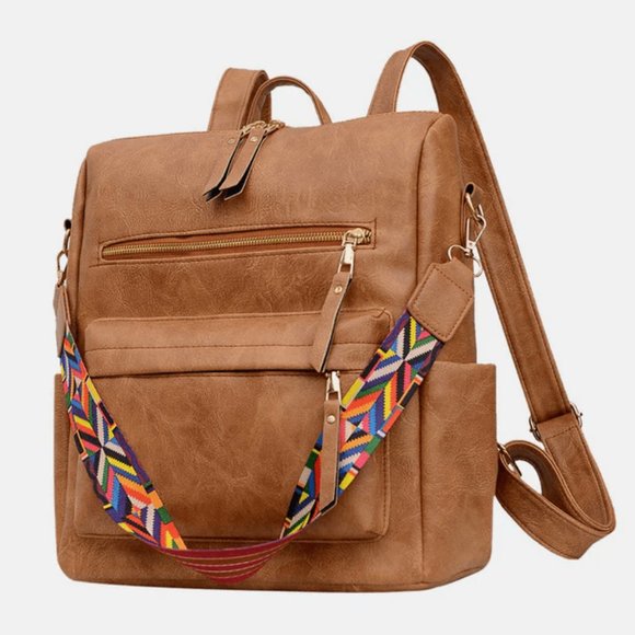 Tan Brown Convertible Guitar Strap Backpack - Picture 3 of 7